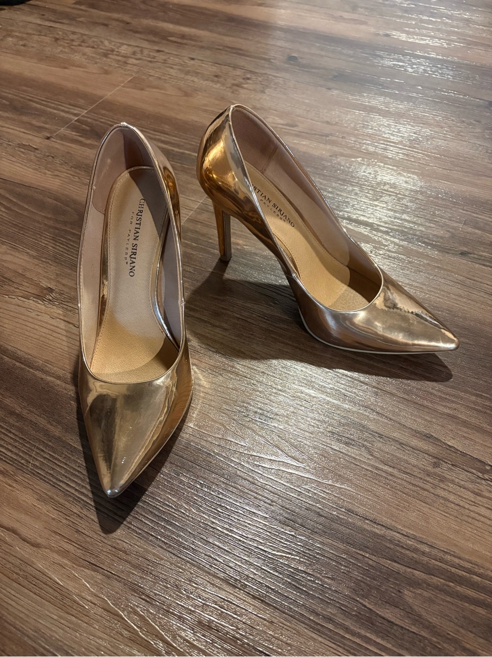 Christian Siriano Metallic Rose Gold Pointed Toe Stiletto Heels